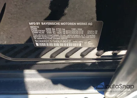 2017 BMW X5 Sdrive35I z USA, uszkodzony, nr VIN 5UXKR2C57H0U18017